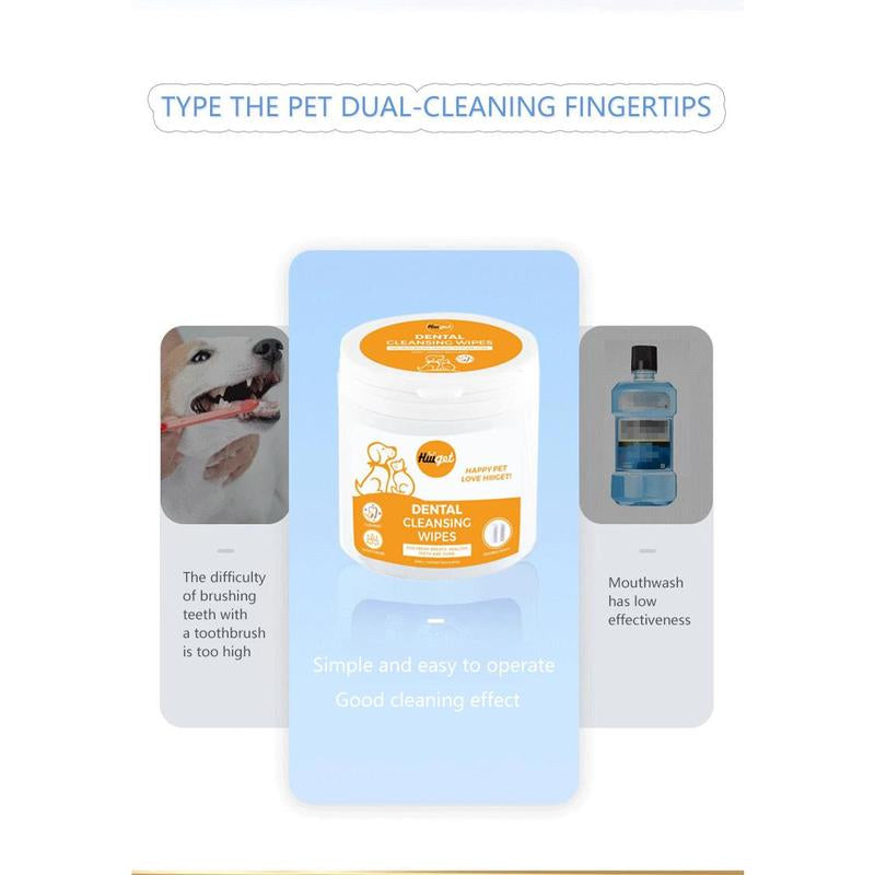 Pet Dental Cleaning Finger Wipes 50Pcs, Coconut Milk Flavor & Double Sided