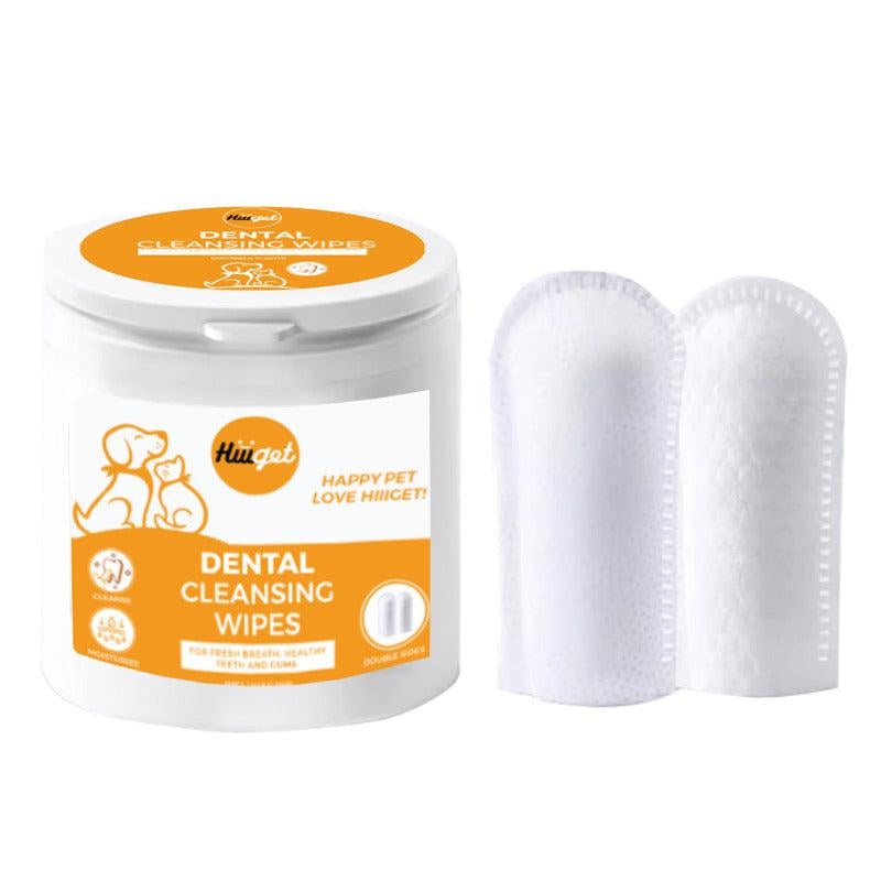 Pet Dental Cleaning Finger Wipes 50Pcs, Coconut Milk Flavor & Double Sided