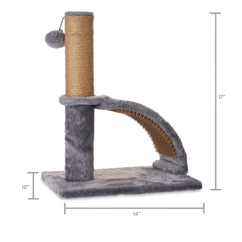 Vibrant Life 17"Deluxe Jute Cat Scratching Post with Arch Grooming Massager, Gray, Pack of 1 Shandong Dongyangtai Handicrafts Co., Ltd.