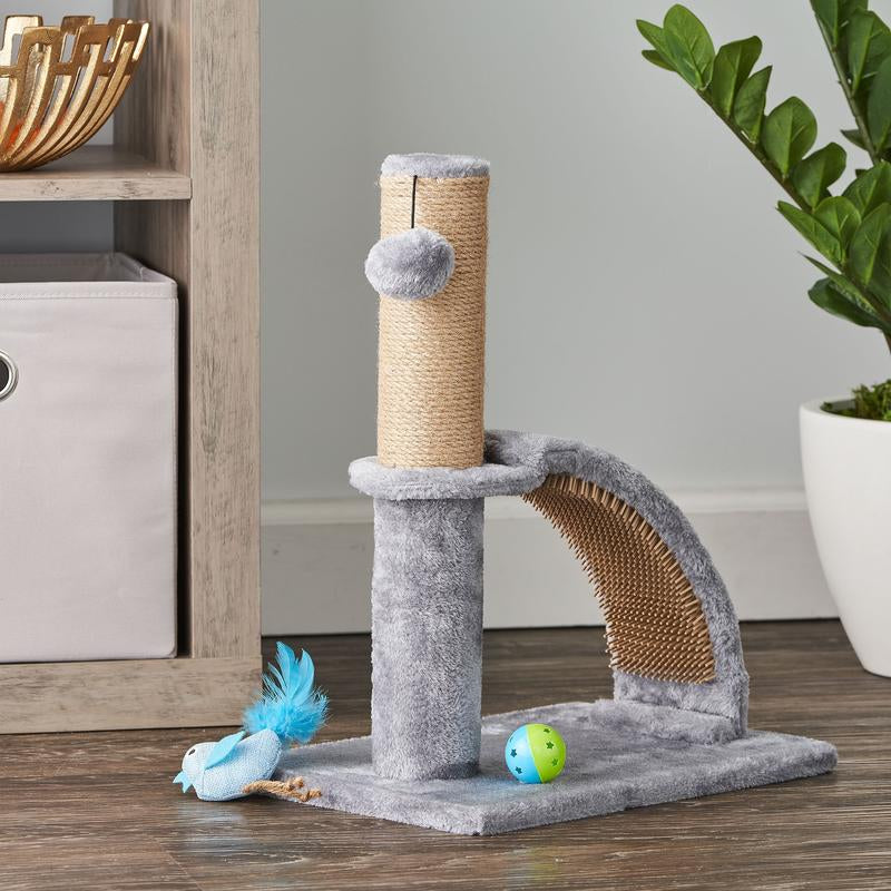 Vibrant Life 17"Deluxe Jute Cat Scratching Post with Arch Grooming Massager, Gray, Pack of 1 Shandong Dongyangtai Handicrafts Co., Ltd.