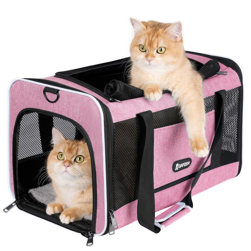 Dog & Cat Carrier, Breathable & Collapsible Design, up to 16Lbs – Larger Expansion Area for Comfort, Airline Approved Soft Pet Carrier