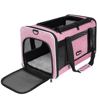 Dog & Cat Carrier, Breathable & Collapsible Design, up to 16Lbs – Larger Expansion Area for Comfort, Airline Approved Soft Pet Carrier