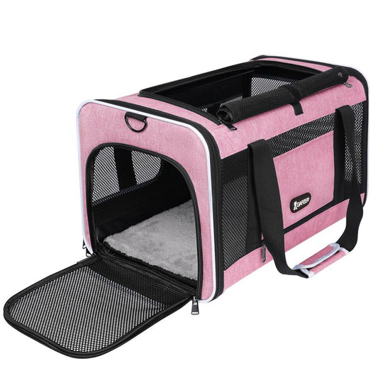 Dog & Cat Carrier, Breathable & Collapsible Design, up to 16Lbs – Larger Expansion Area for Comfort, Airline Approved Soft Pet Carrier