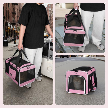 Dog & Cat Carrier, Breathable & Collapsible Design, up to 16Lbs – Larger Expansion Area for Comfort, Airline Approved Soft Pet Carrier