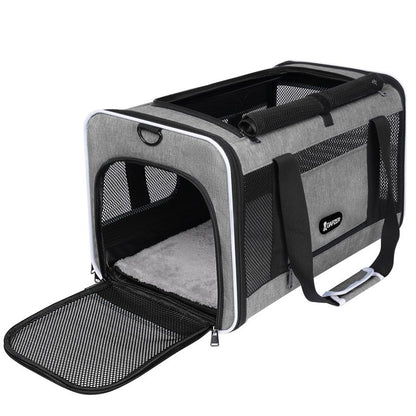 Dog & Cat Carrier, Breathable & Collapsible Design, up to 16Lbs – Larger Expansion Area for Comfort, Airline Approved Soft Pet Carrier